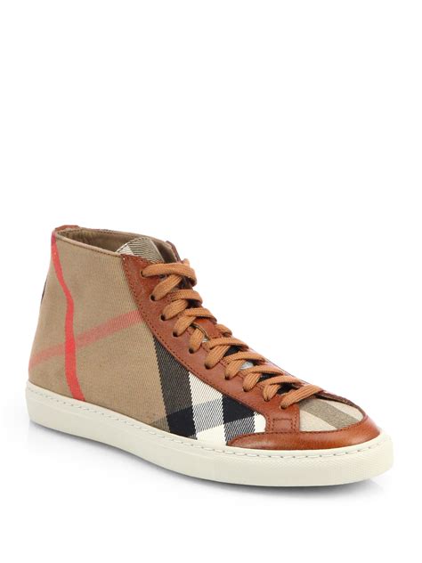 burberry high top leather check sneakers|burberry high top sneakers women.